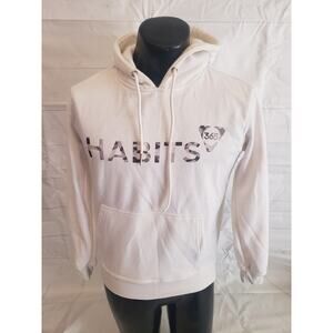 Habits Women's Hoodie; White Long Sleeve w Hood Pullover - Small #